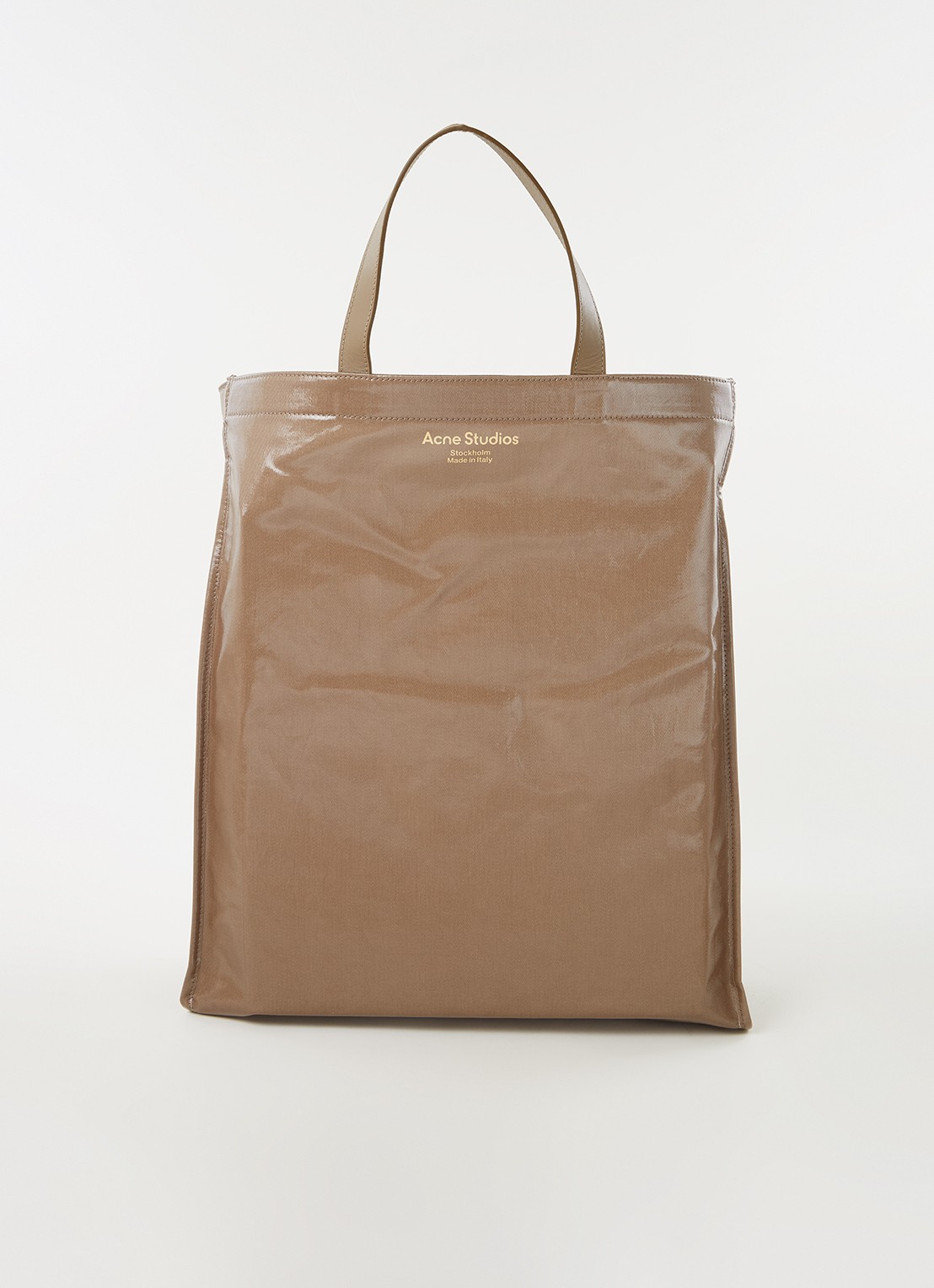 Acne Studios Shopper met leren details en metallic finish - voorkant 4 lichtbruin
