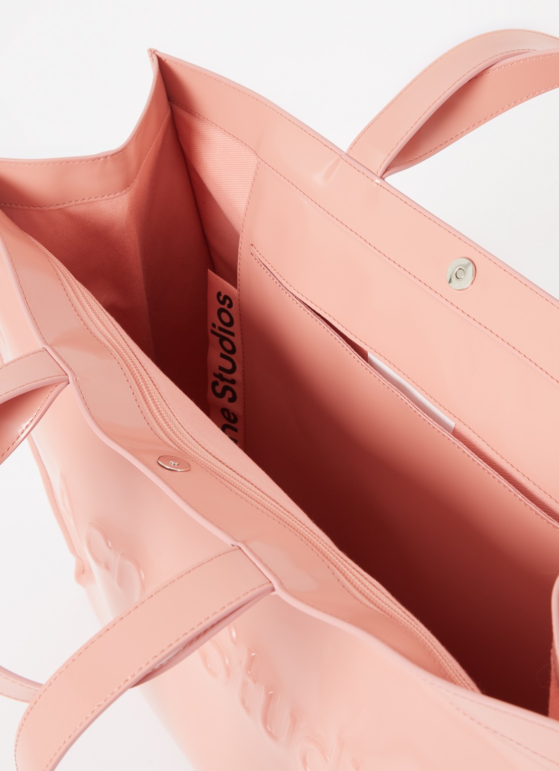 Acne Studios Shopper met logo - detail 5 zalmroze