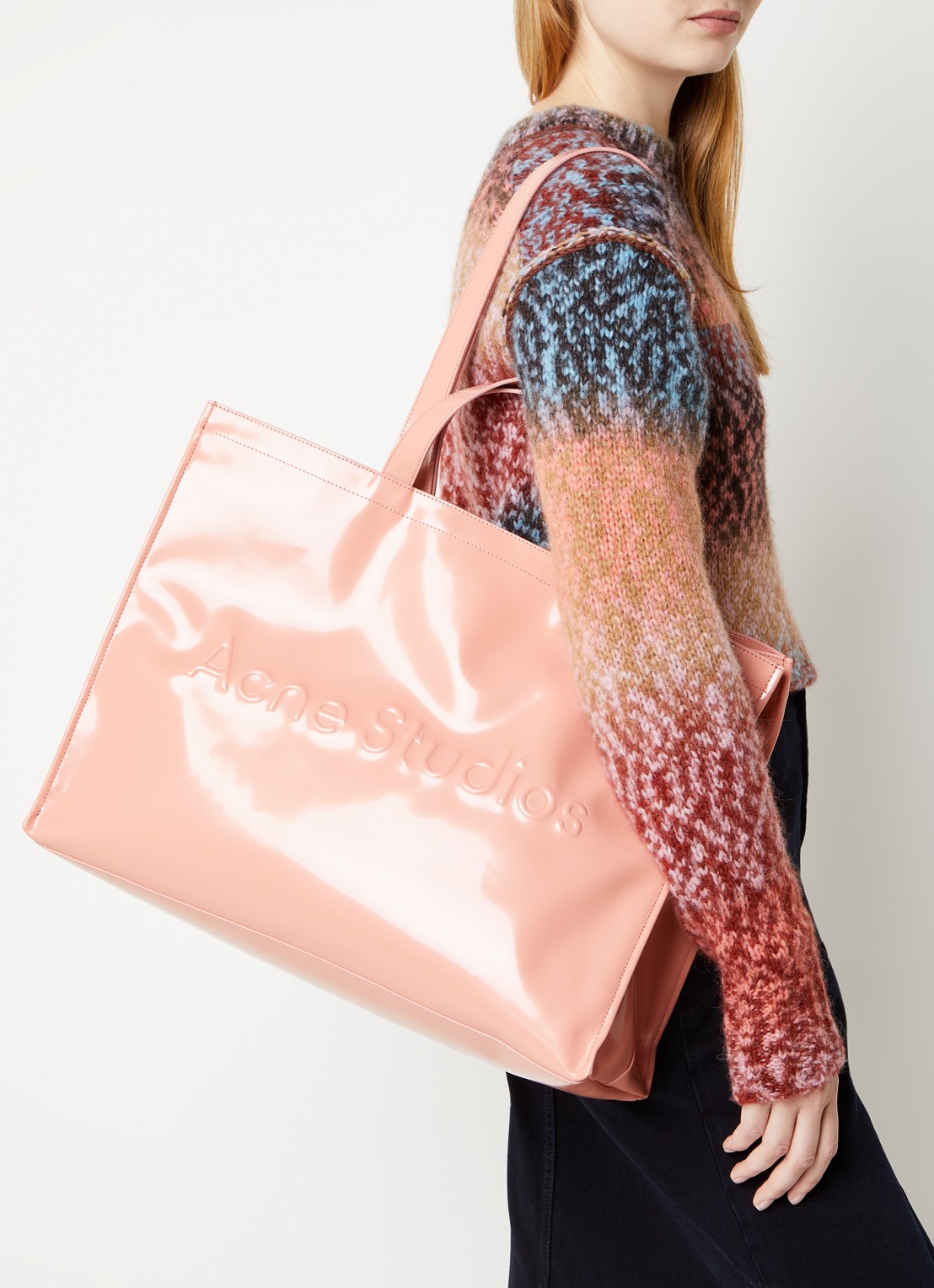 Acne Studios Shopper met logo - voorkant 4 zalmroze
