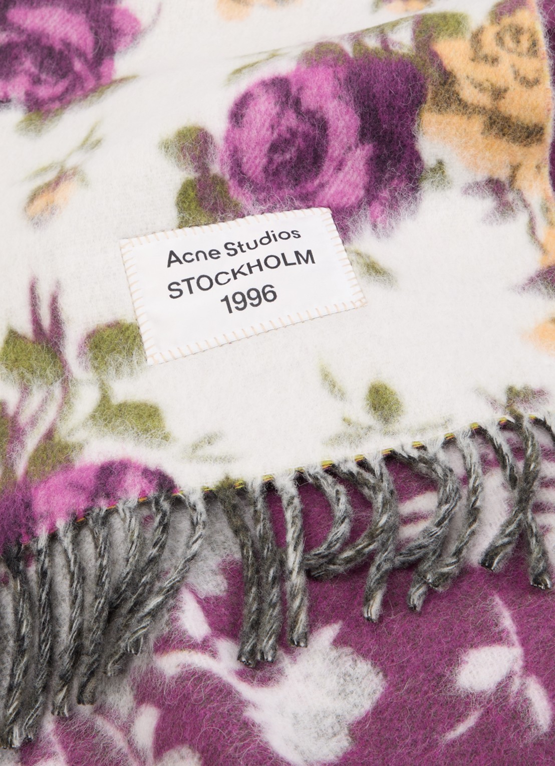 Acne Studios Sjaal in alpaca wolblend met bloemenprint 186 x 33 cm - detail 2 roze