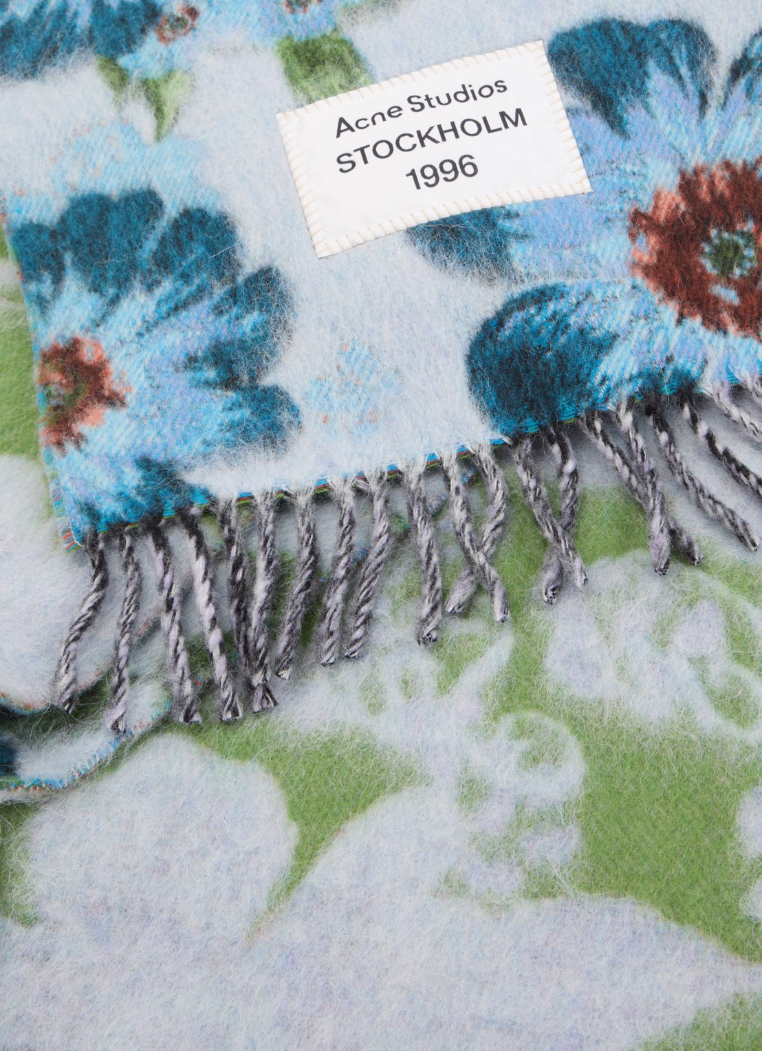 Acne Studios Sjaal in alpaca wolblend met bloemenprint 186 x 33 cm - detail 2 donkerblauw
