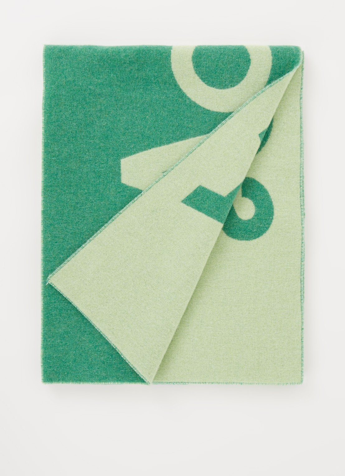 Acne Studios Sjaal in wolblend met logoprint 200 x 40 cm - voorkant groen