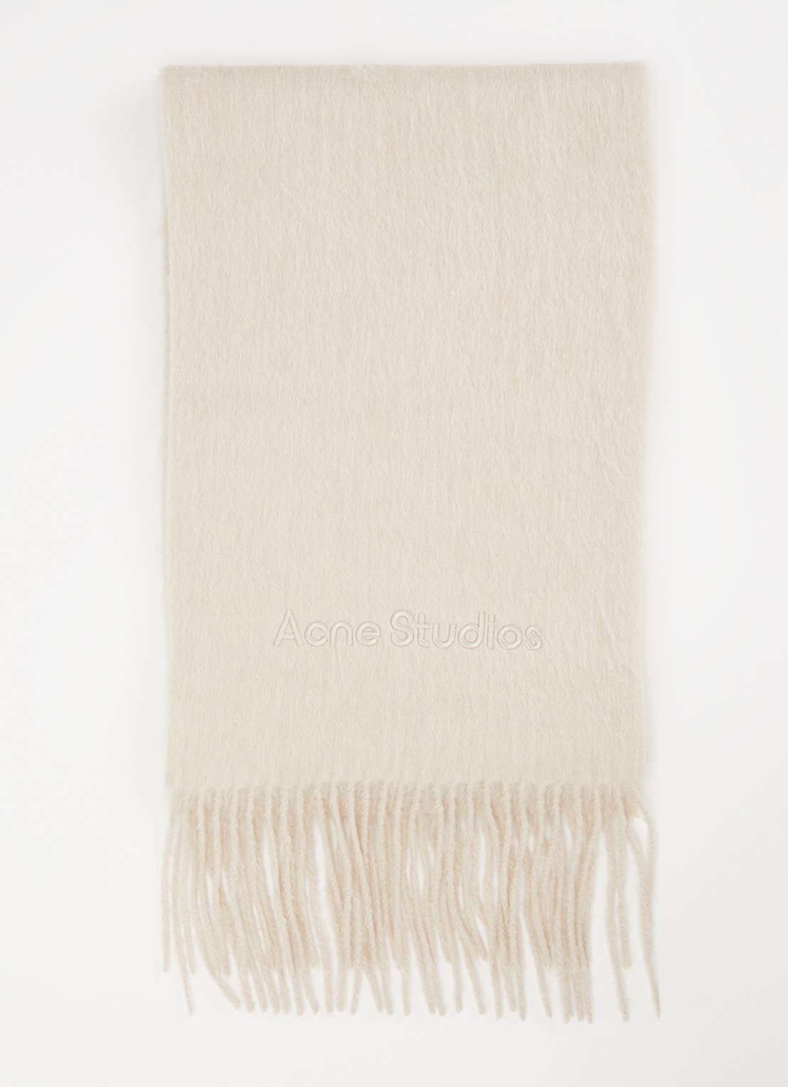 Acne Studios Sjaal van alpaca wolblend met logoborduring - voorkant 2 creme