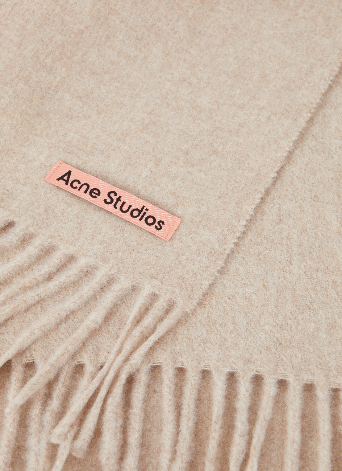 Acne Studios Sjaal van wol met franjes 190 x 30 cm - detail zand