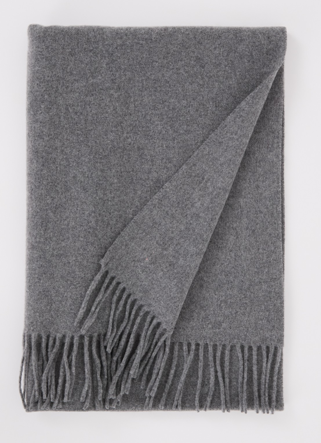 Acne Studios Sjaal van wol met franjes 200 x 45 cm - voorkant donkergrijs