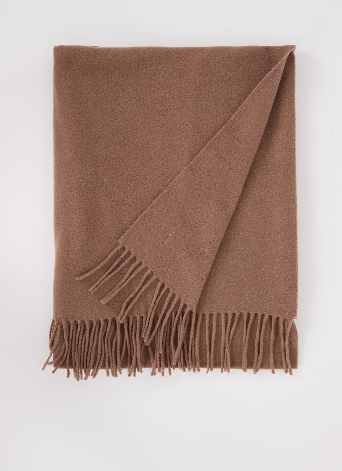 Acne Studios Sjaal van wol met franjes 200 x 45 cm - voorkant 2 lichtbruin