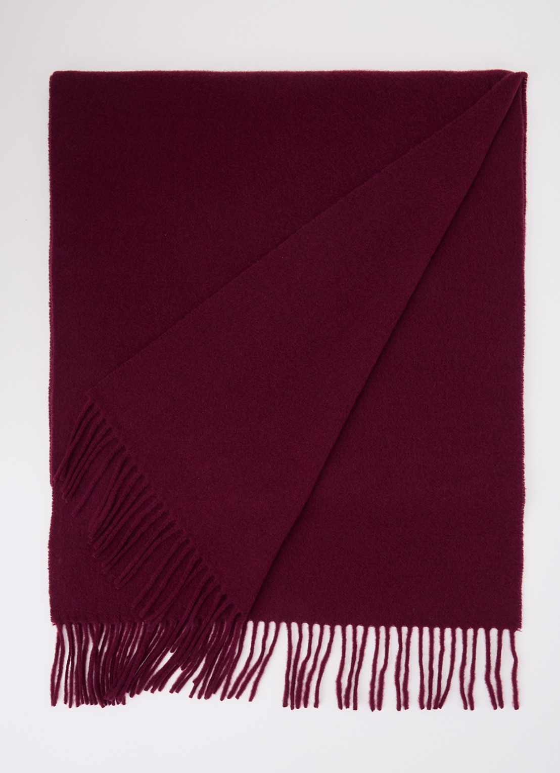 Acne Studios Sjaal van wol met franjes 200 x 45 cm - voorkant bordeauxrood
