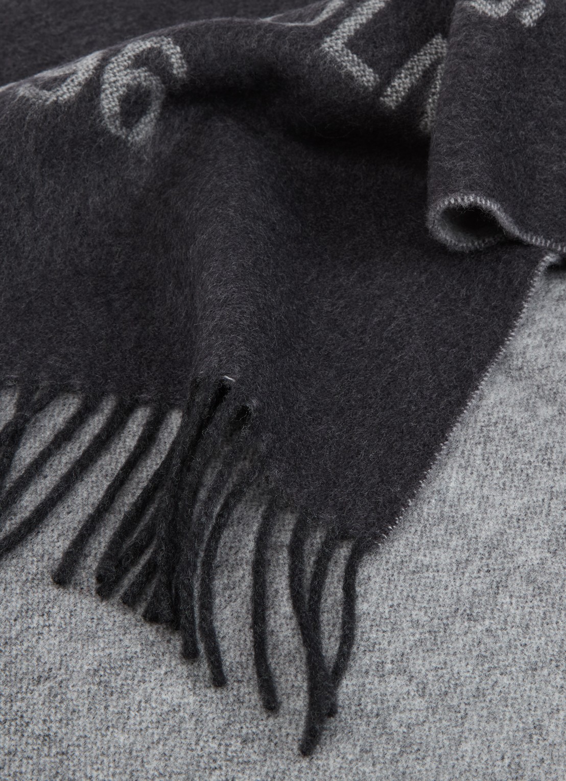 Acne Studios Sjaal van wol met logoprint 180 x 40 cm - detail 2 zwart