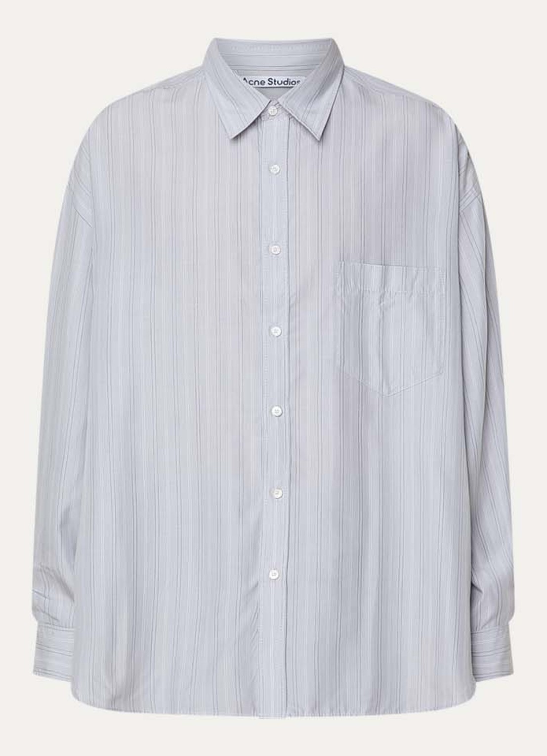 Acne Studios Sofia comfort fit overhemd van lyocell met streepprint - voorkant grijs