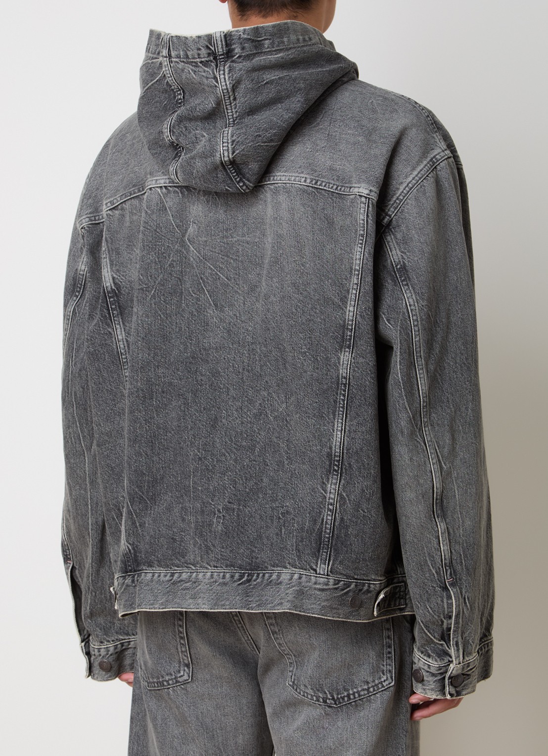 Acne Studios Spijkerjas met capuchon en steekzakken - achterkant 3 middengrijs