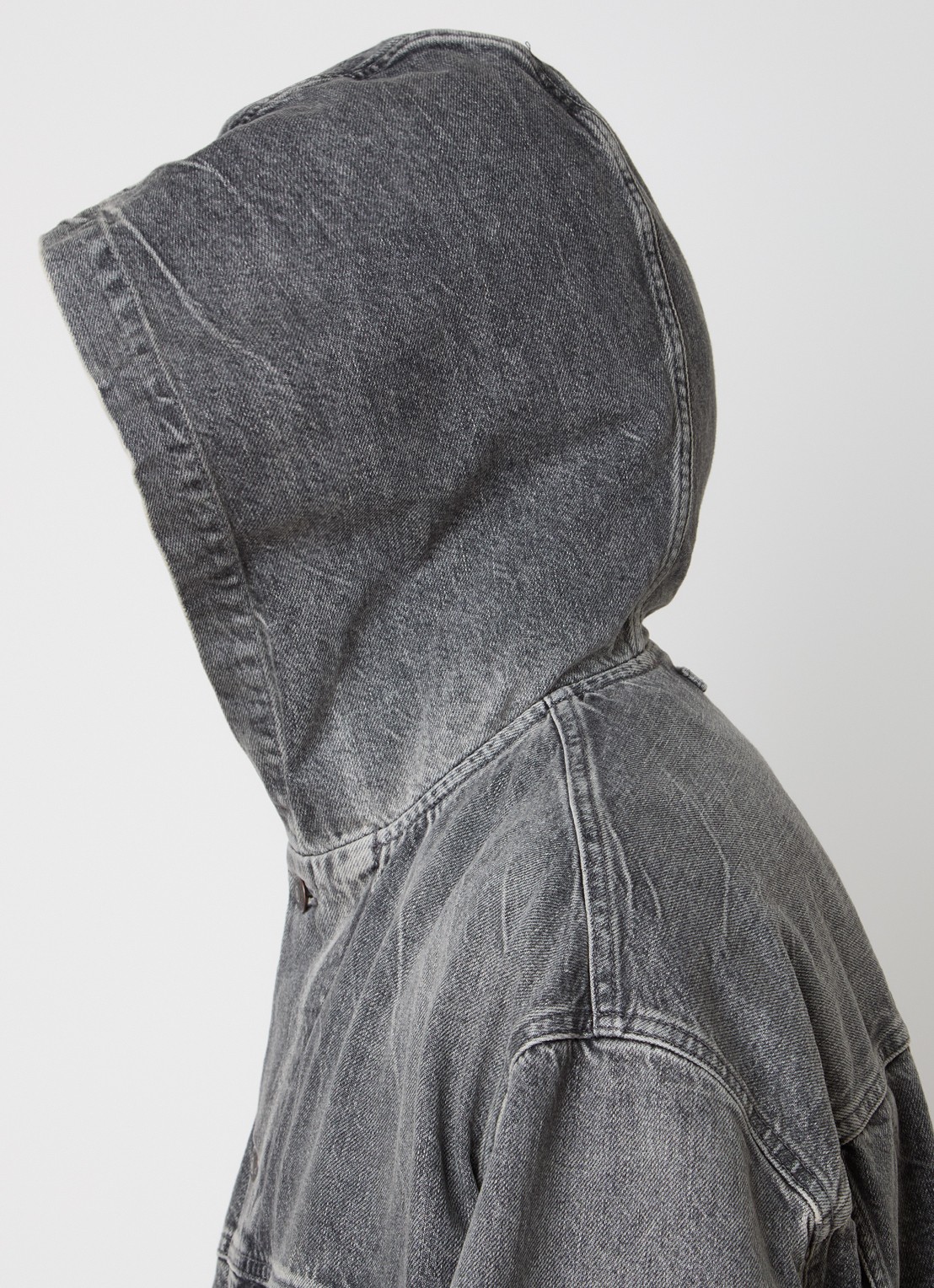 Acne Studios Spijkerjas met capuchon en steekzakken - detail 5 middengrijs
