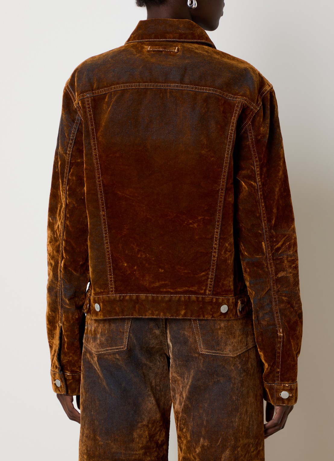 Acne Studios Spijkerjas van fluweel met steekzakken - achterkant 4 bruin