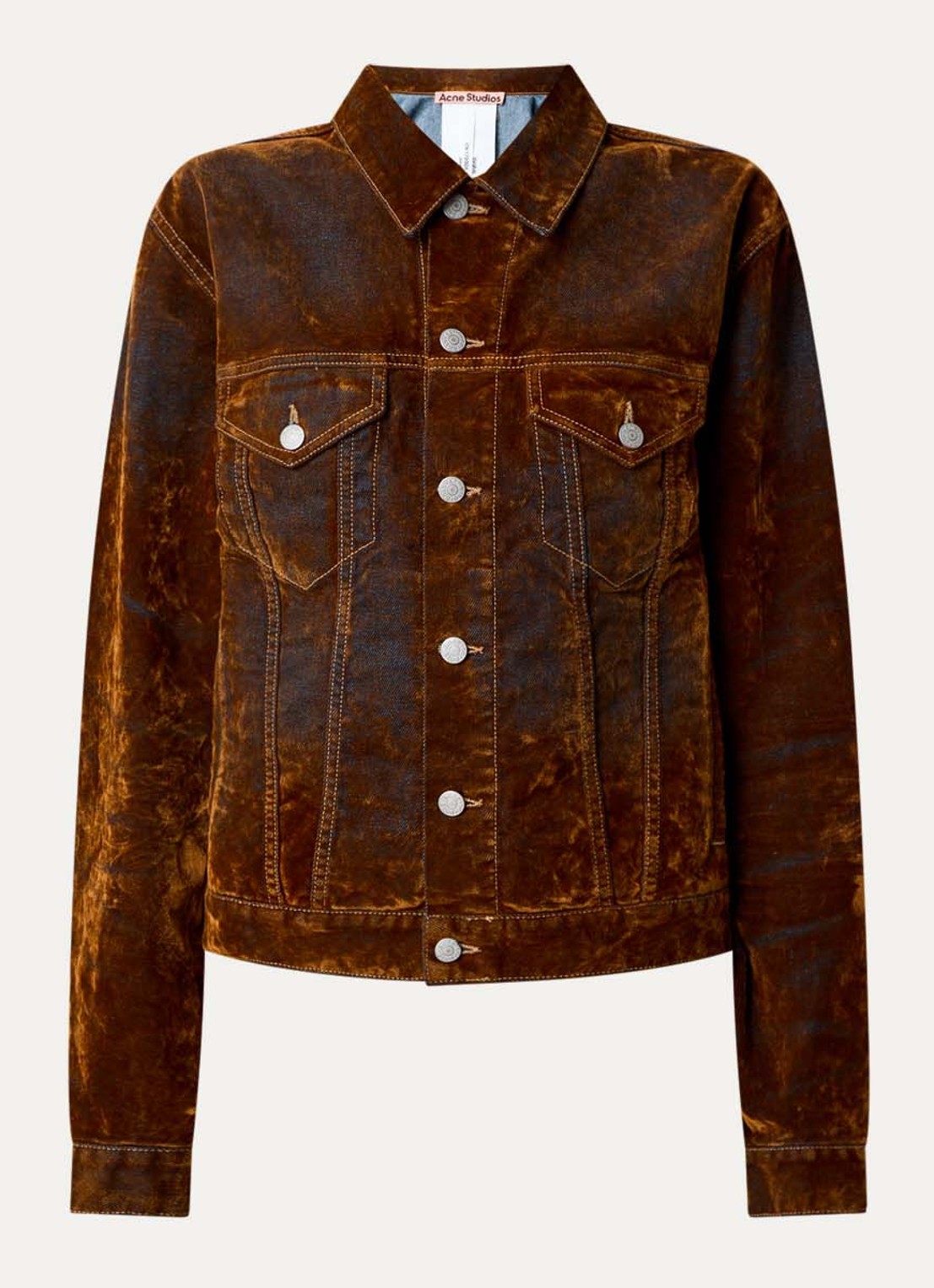 Acne Studios Spijkerjas van fluweel met steekzakken - voorkant 5 bruin
