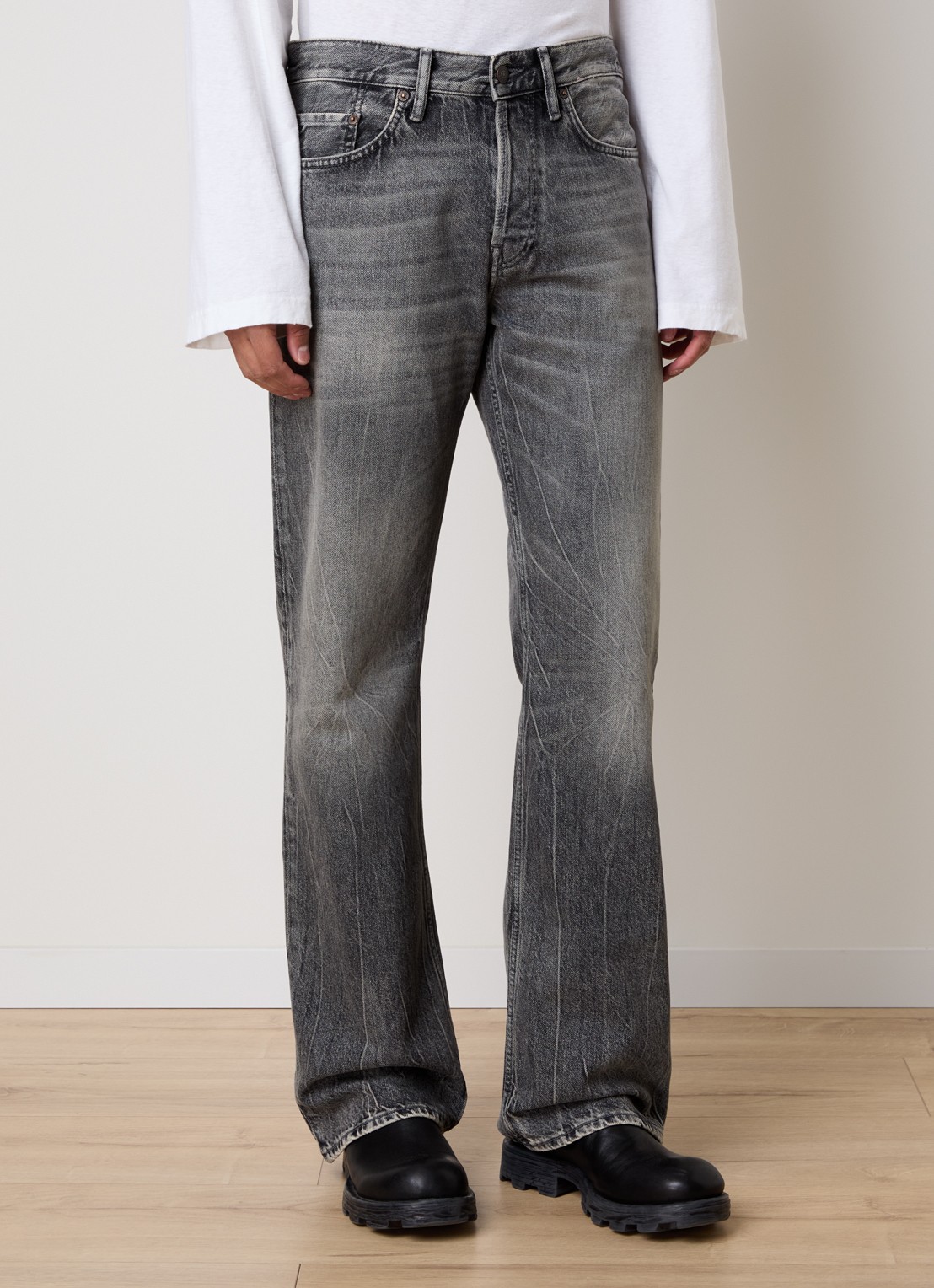 Acne Studios Straight fit jeans met gekleurde wassing - detail 3 grijs