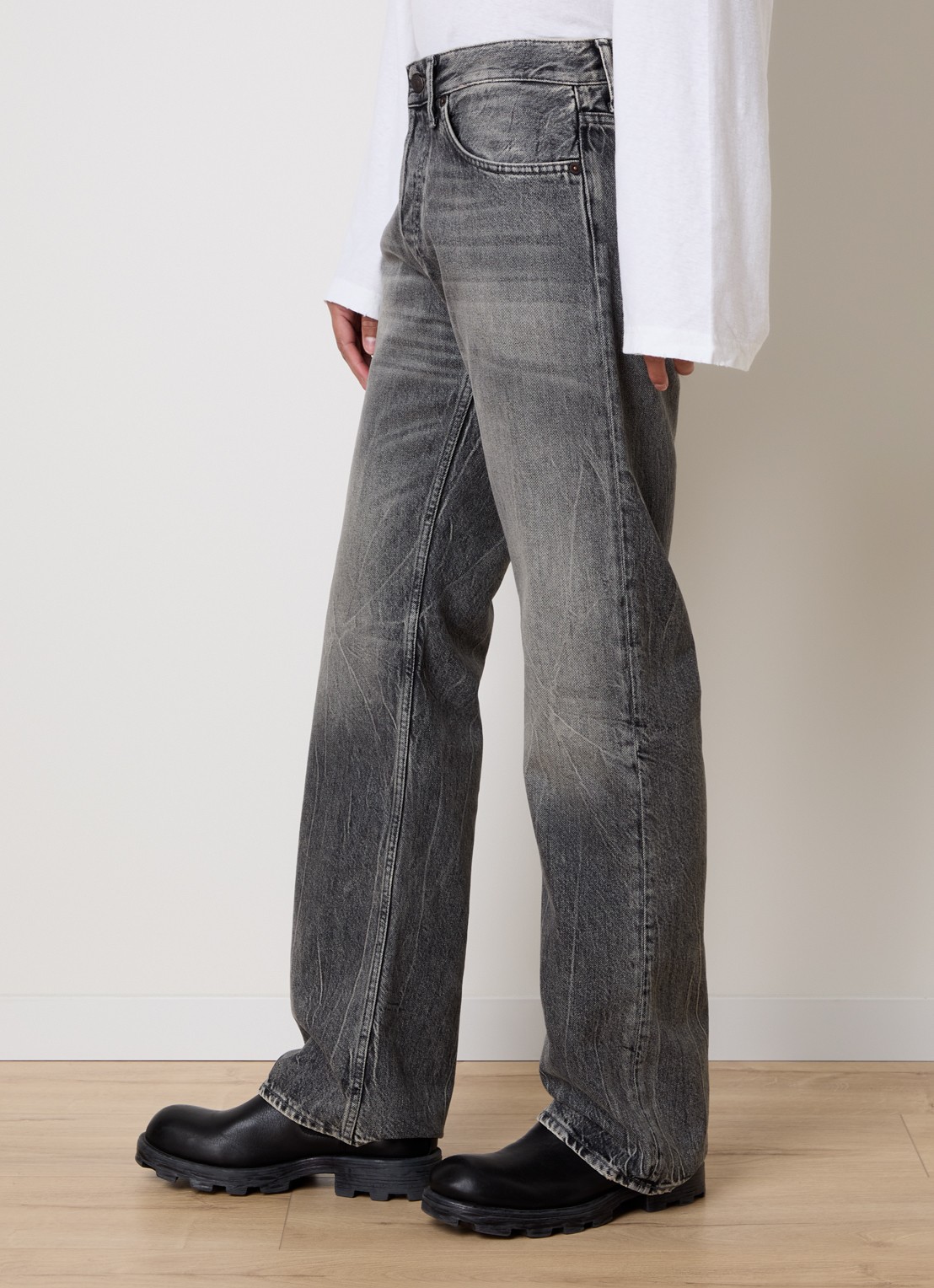 Acne Studios Straight fit jeans met gekleurde wassing - detail 4 grijs