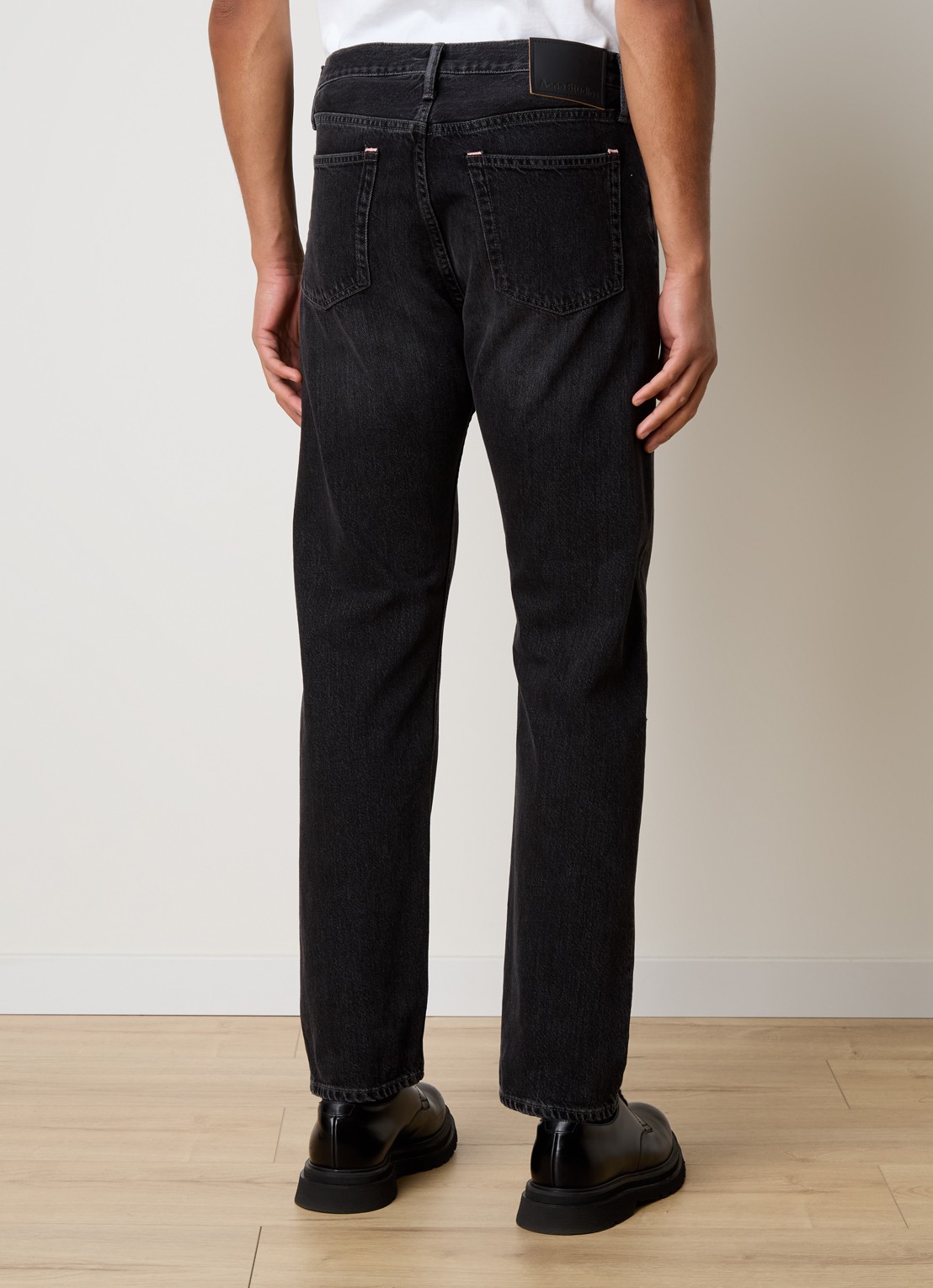 Acne Studios Straight leg jeans van  katoen met gekleurde wassing - achterkant 6 zwart