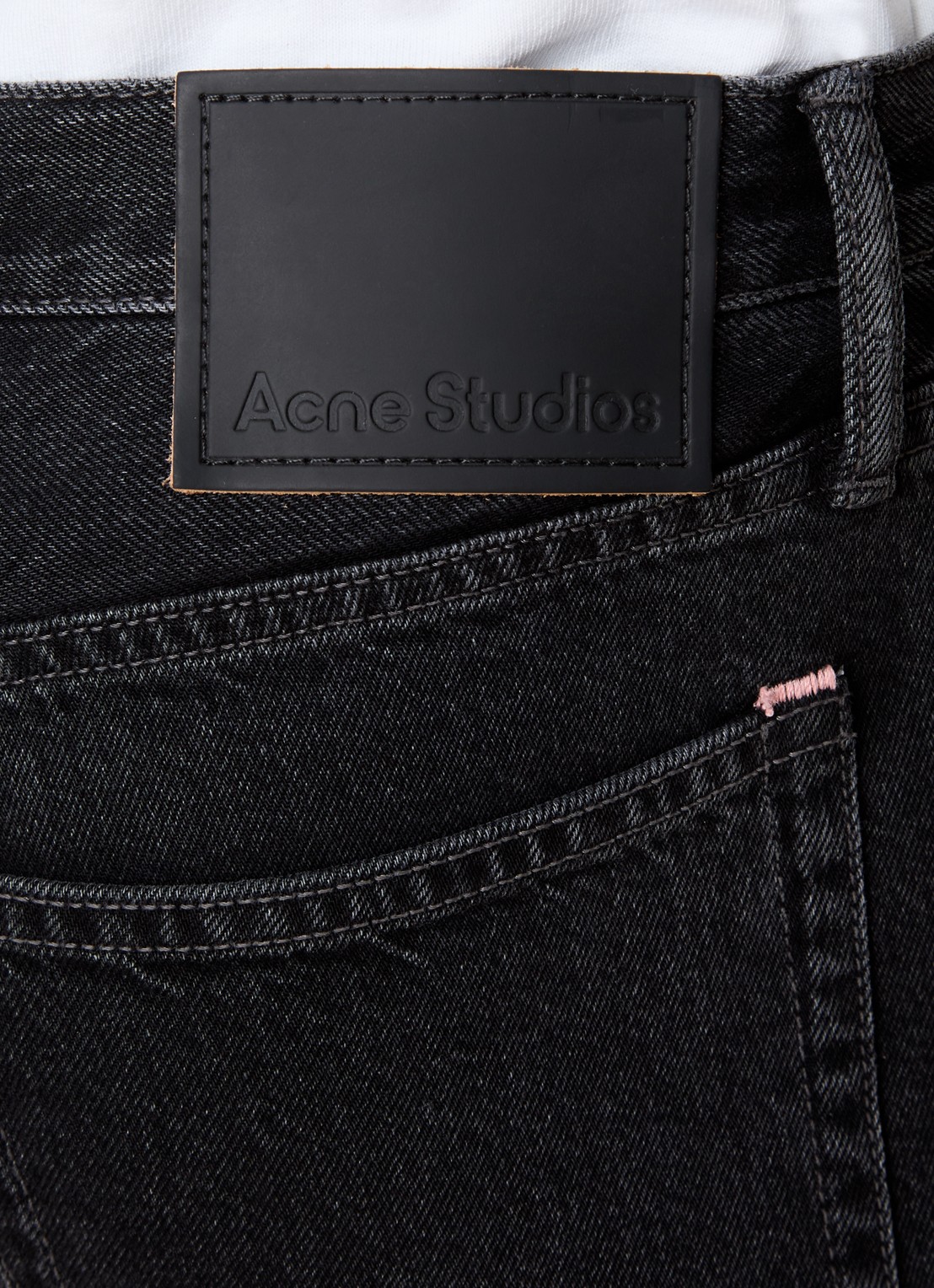 Acne Studios Straight leg jeans van  katoen met gekleurde wassing - detail 3 zwart