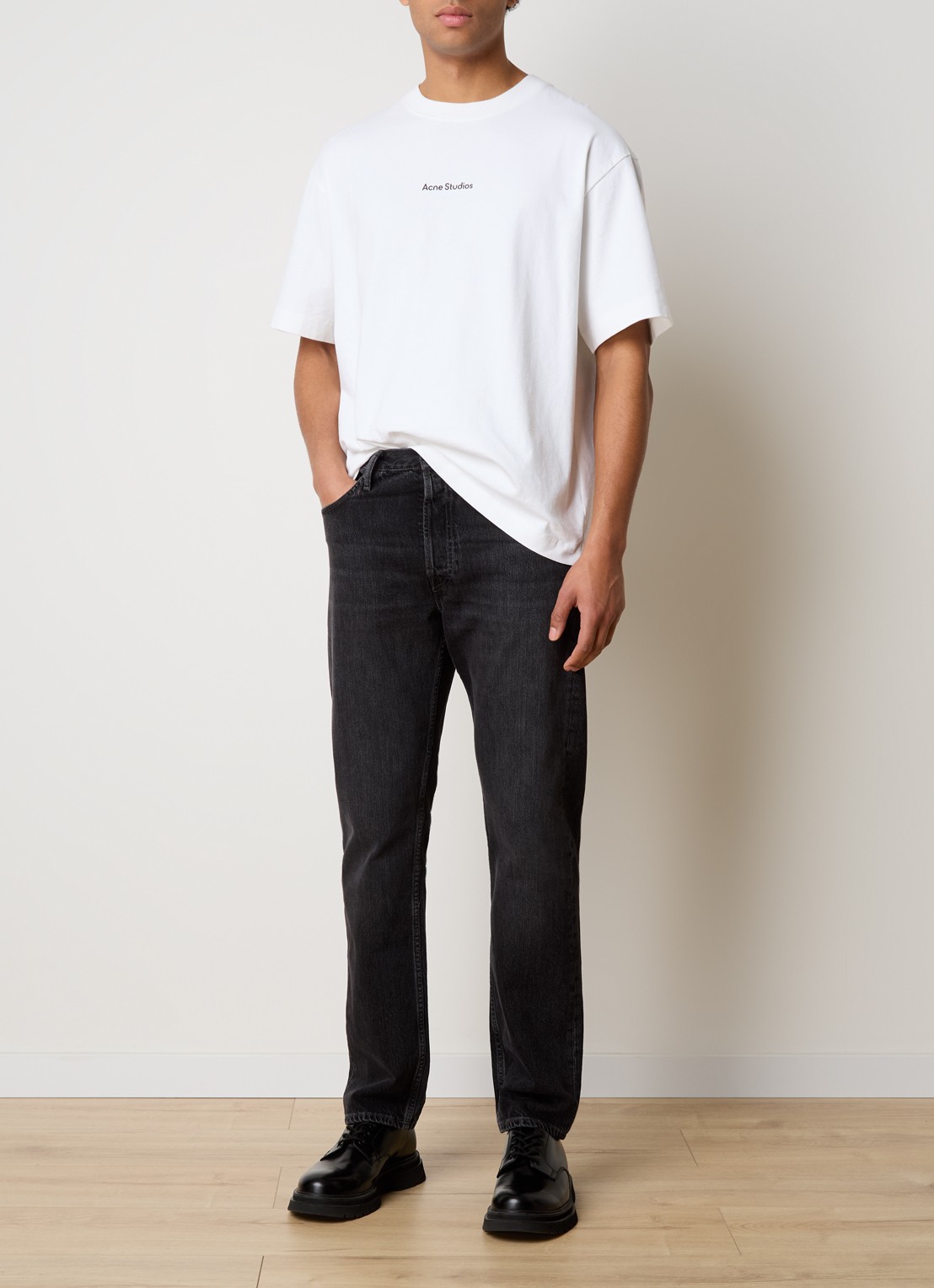 Acne Studios Straight leg jeans van  katoen met gekleurde wassing - voorkant 5 zwart