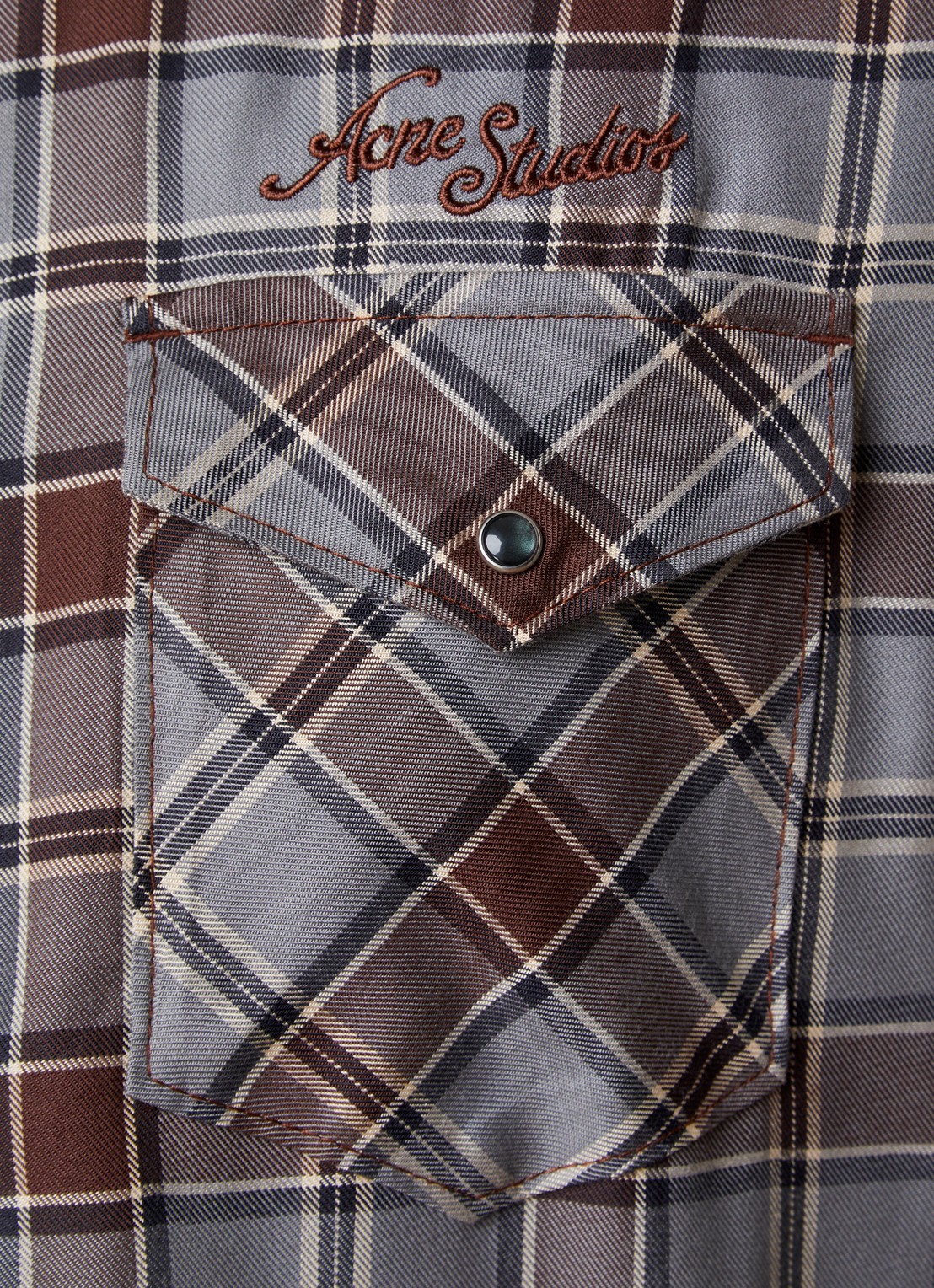 Acne Studios Surrow overshirt met ruitdessin - detail 4 grijs