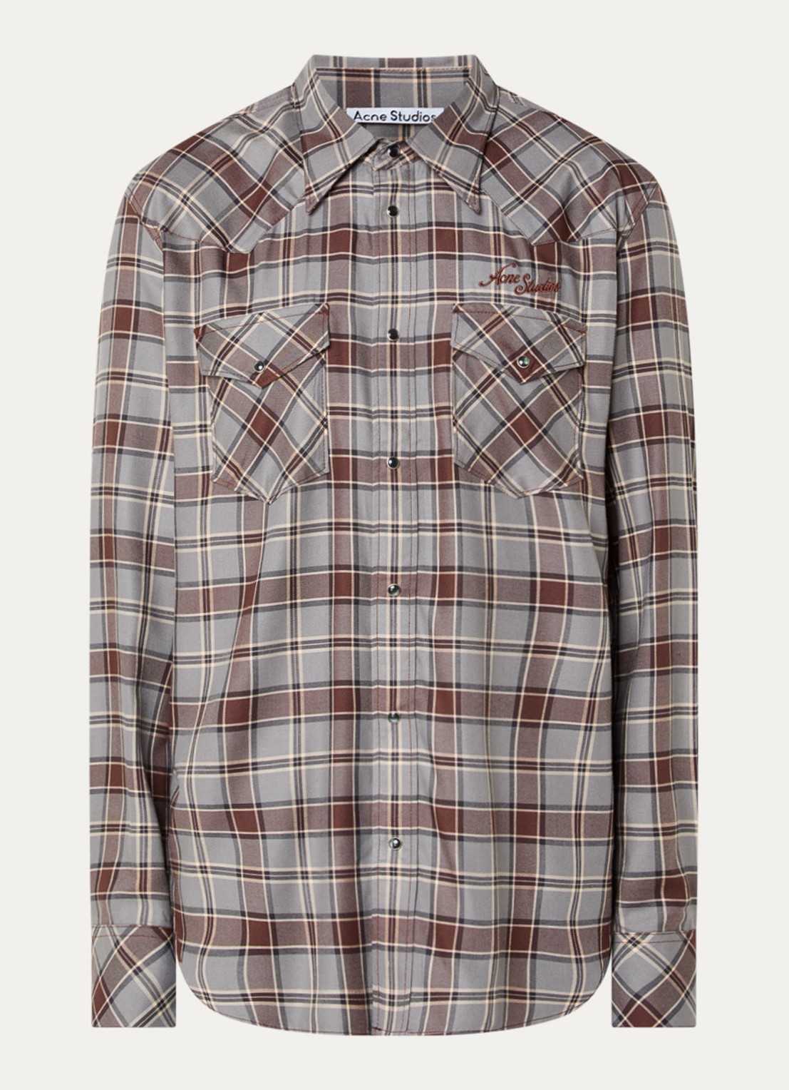 Acne Studios Surrow overshirt met ruitdessin - voorkant grijs
