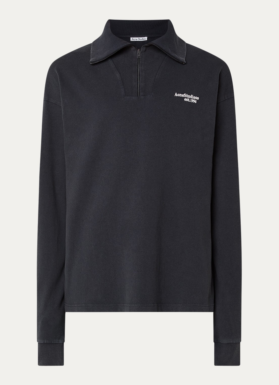 Acne Studios Sweater met halve rits en logoborduring - voorkant 4 zwart