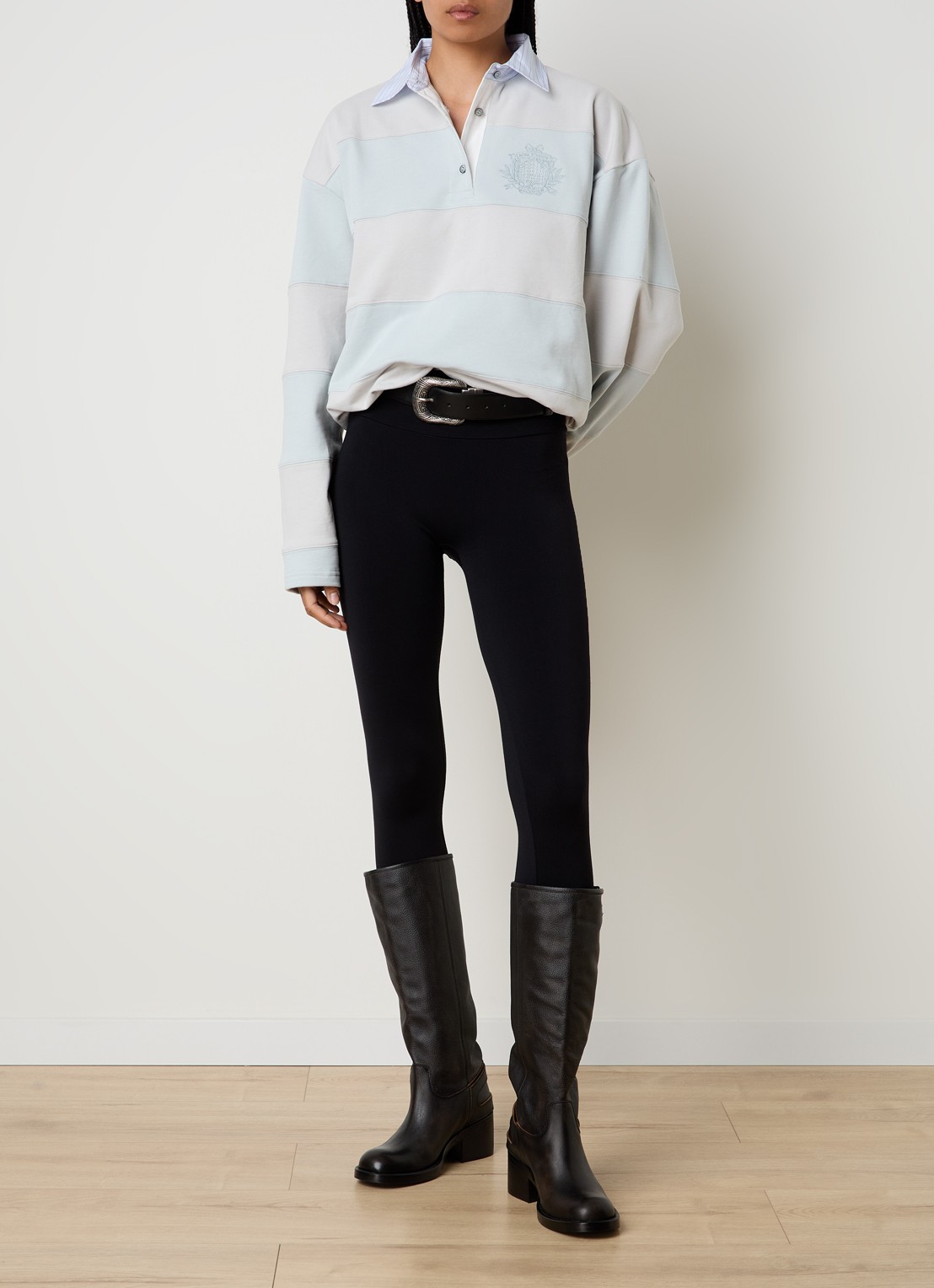 Acne Studios Sweater met logo - voorkant 2 lichtblauw