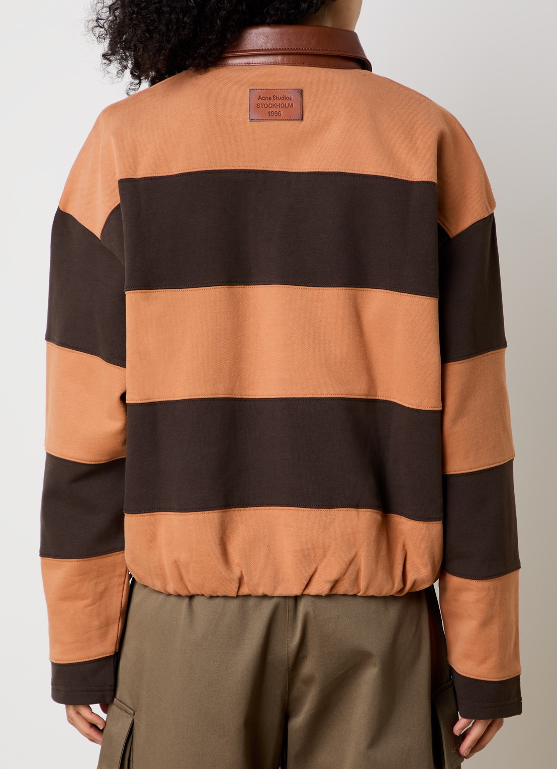 Acne Studios Sweater met streepprint en polokraag - achterkant 5 donkerbruin