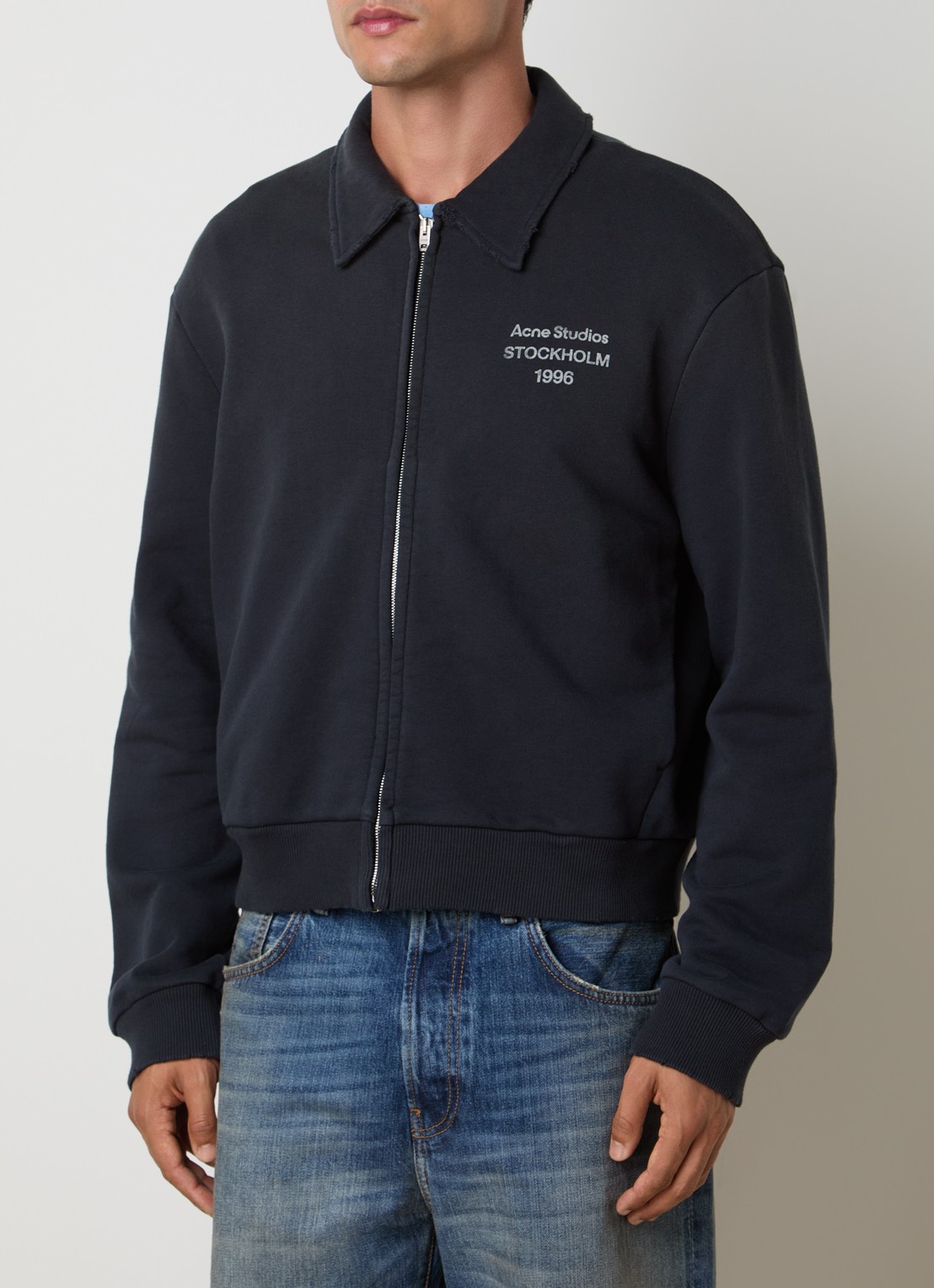 Acne Studios Sweatvest met logo en verwassen afwerking - detail zwart