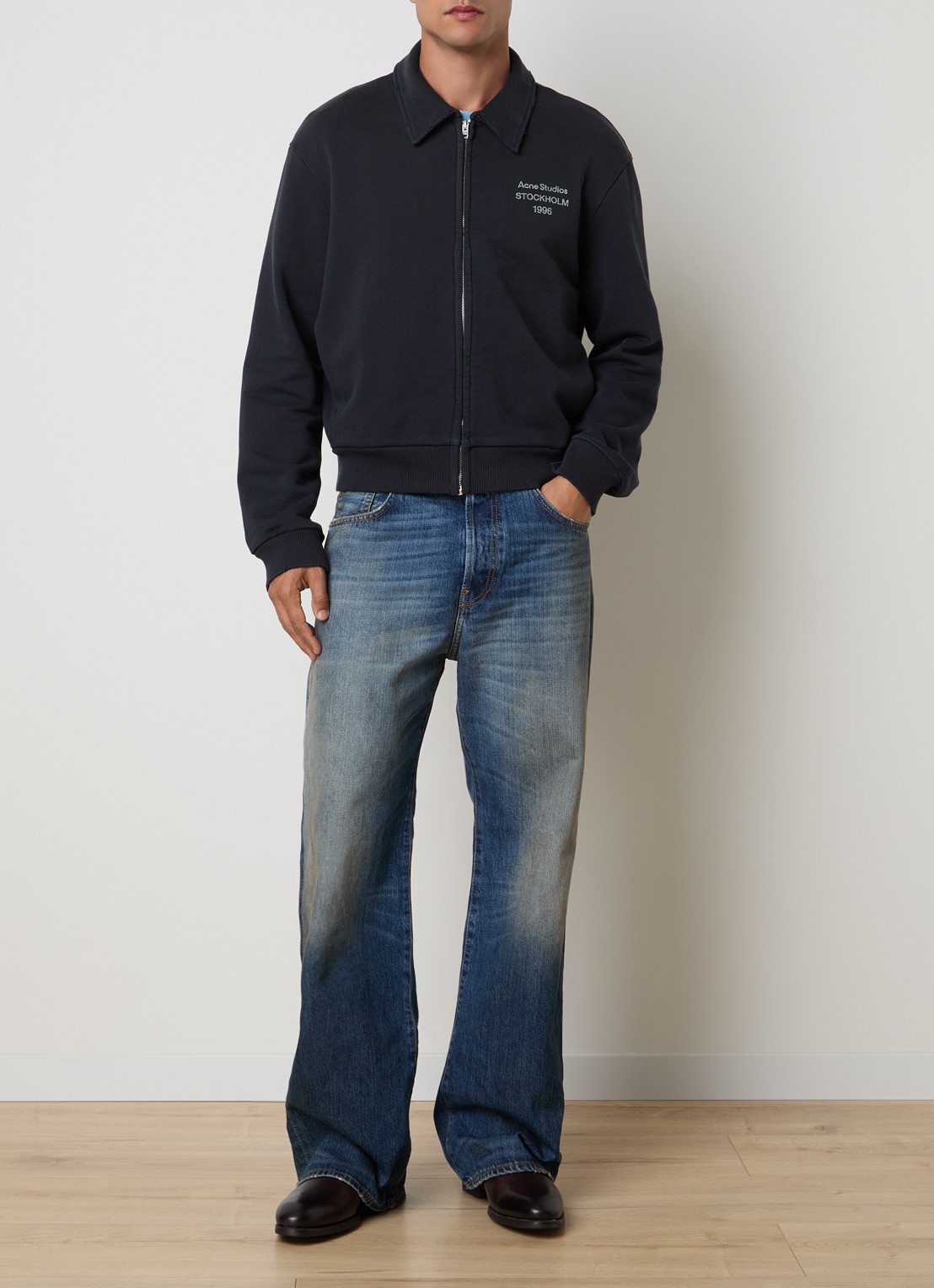 Acne Studios Sweatvest met logo en verwassen afwerking - voorkant 4 zwart
