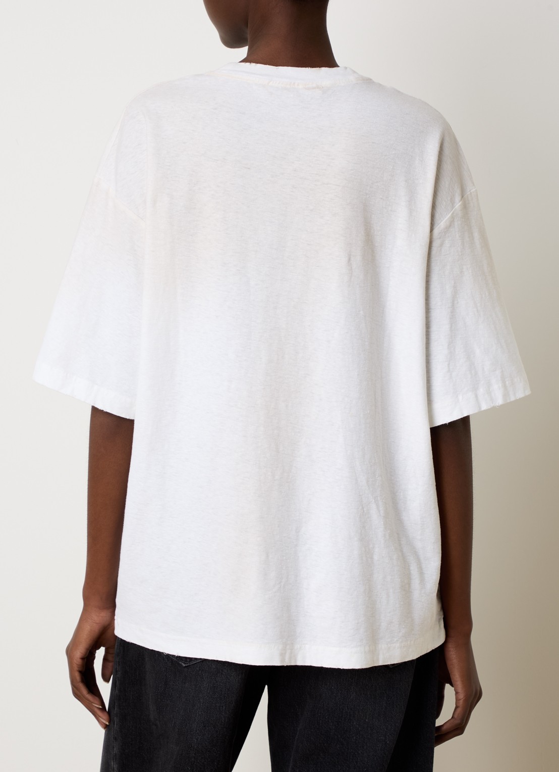 Acne Studios T-shirt met logoprint en verwassen afwerking - achterkant gebroken wit