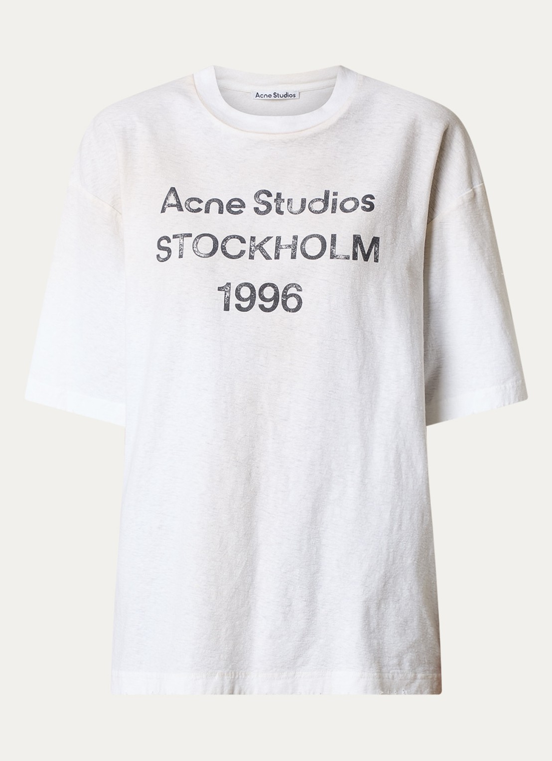 Acne Studios T-shirt met logoprint en verwassen afwerking - voorkant 7 gebroken wit
