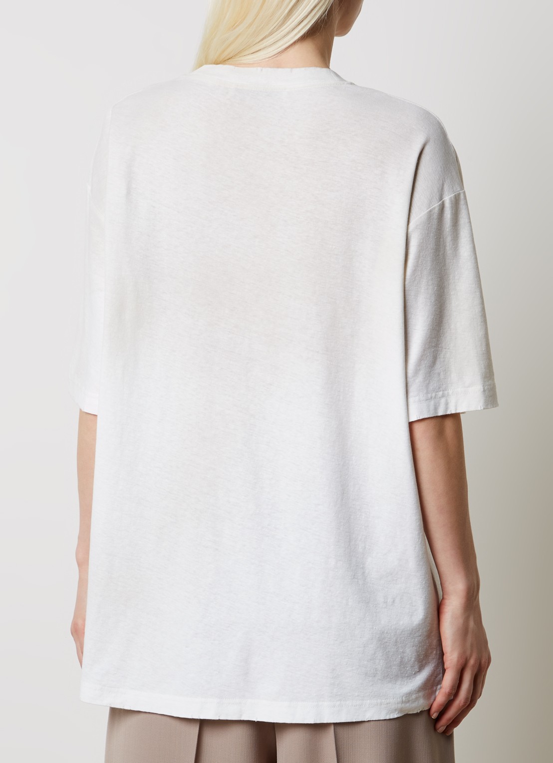 Acne Studios T-shirt met logoprint en verwassen afwerking - achterkant 2 gebroken wit
