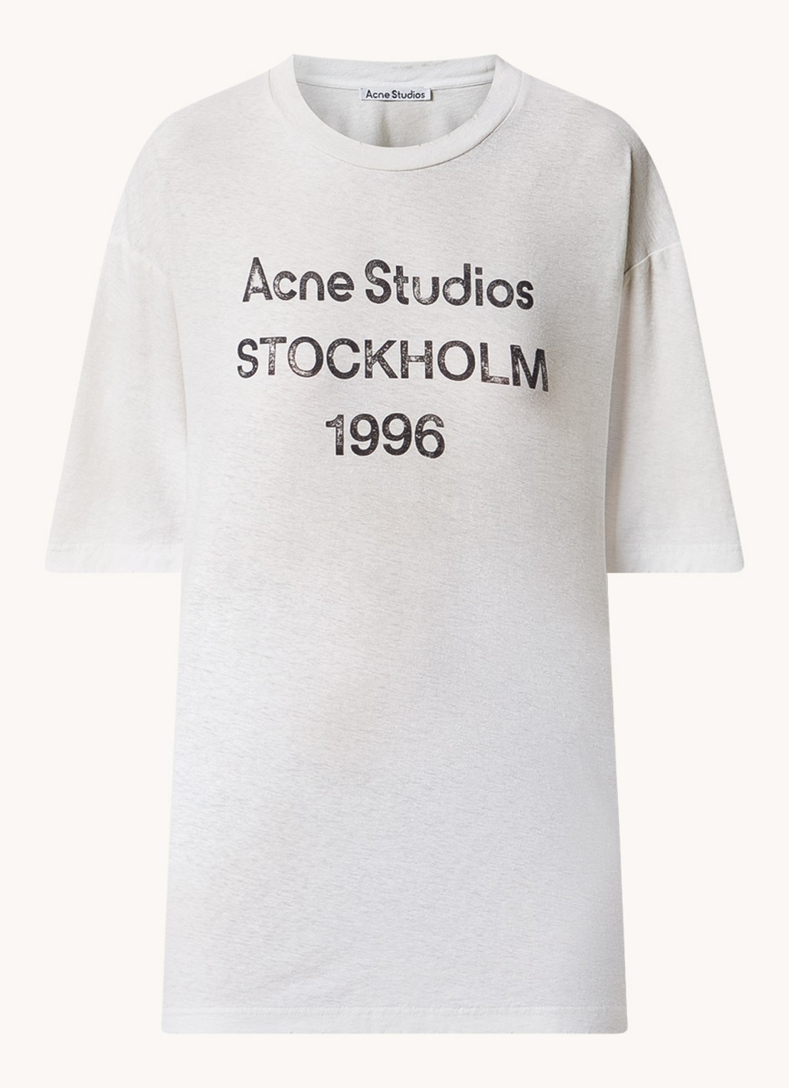 Acne Studios T-shirt met logoprint en verwassen afwerking - voorkant 9 gebroken wit