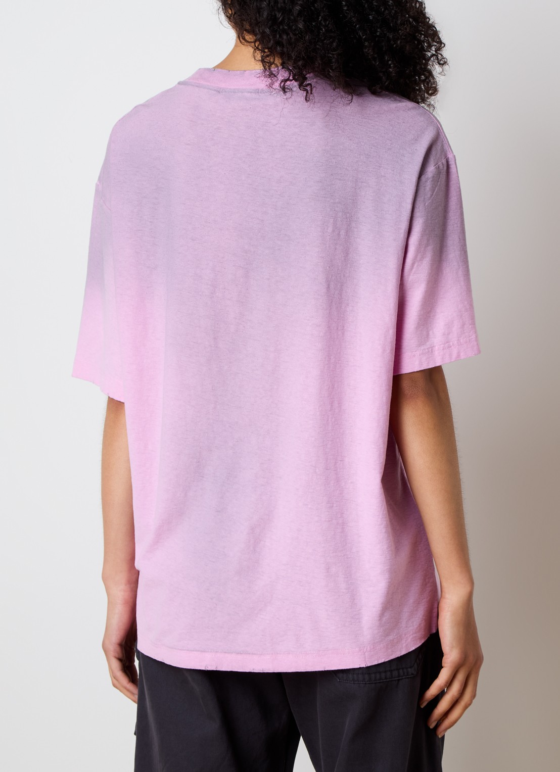 Acne Studios T-shirt met logoprint en verwassen afwerking - achterkant 3 roze