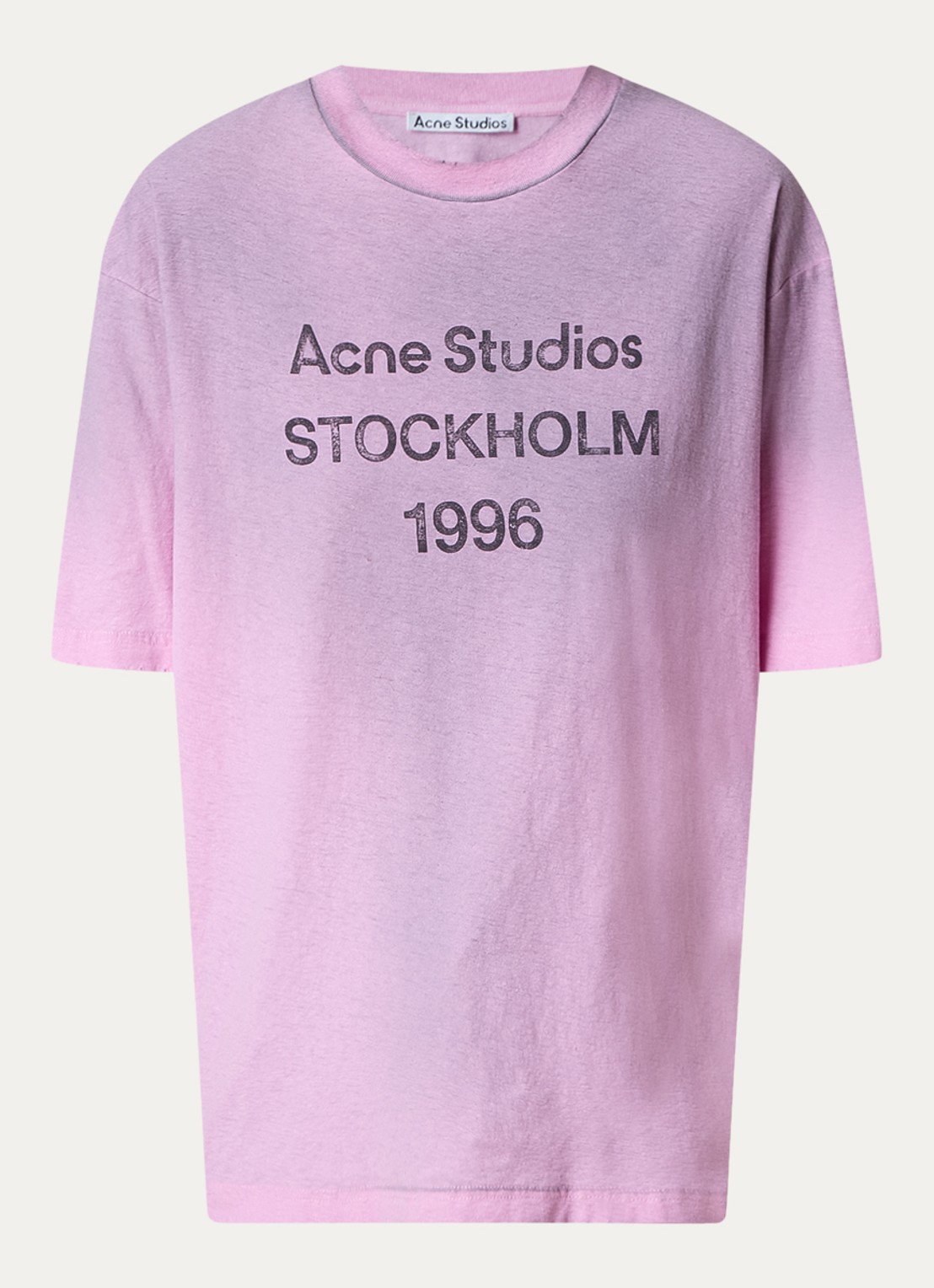 Acne Studios T-shirt met logoprint en verwassen afwerking - voorkant roze