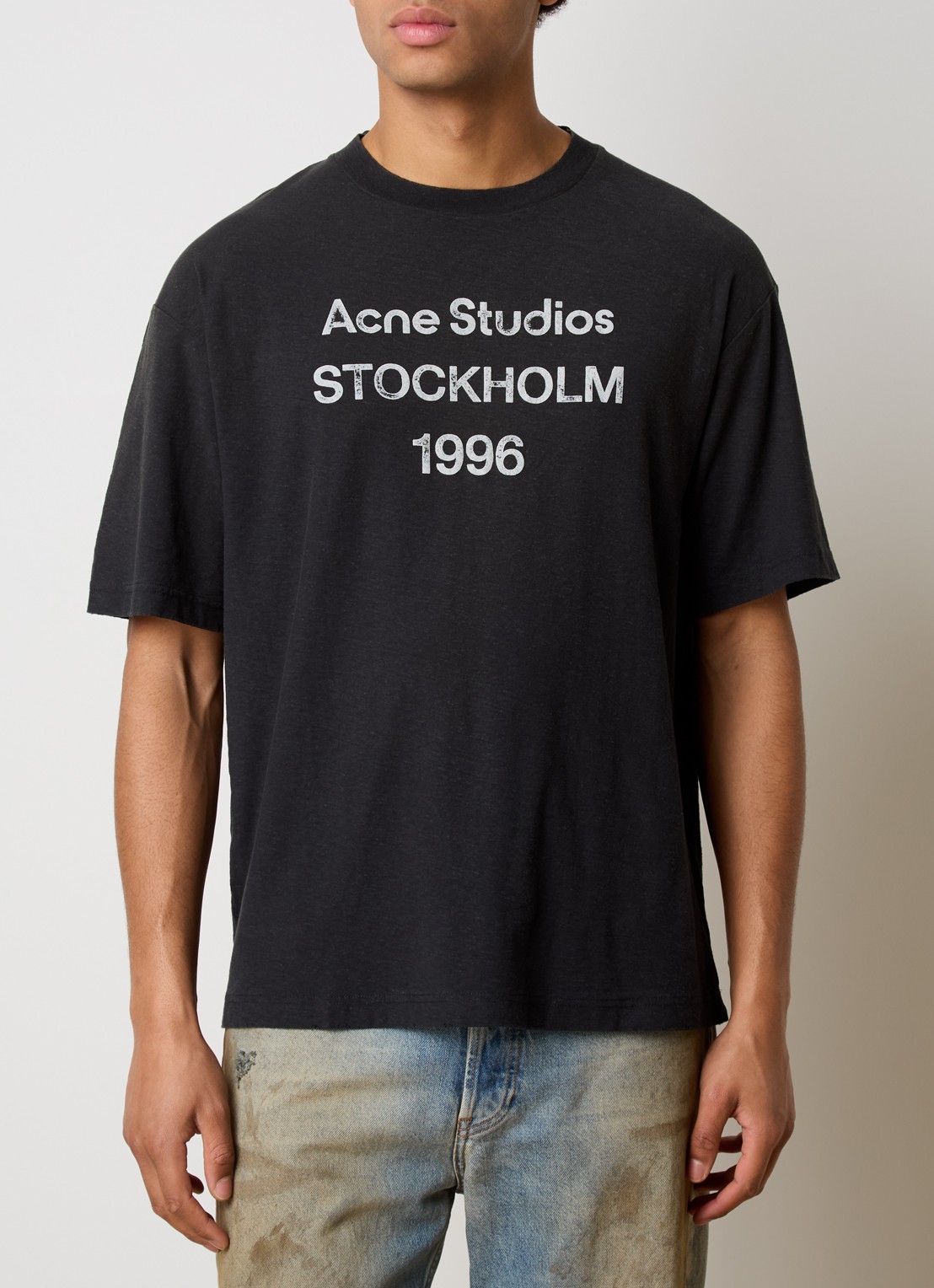 Acne Studios T-shirt met logoprint en verwassen afwerking - detail 4 zwart
