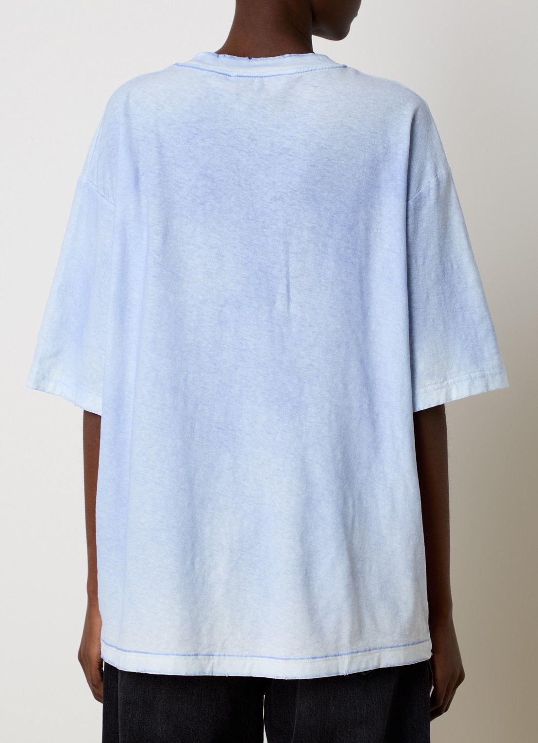 Acne Studios T-shirt met logoprint en verwassen afwerking - achterkant 3 lichtblauw