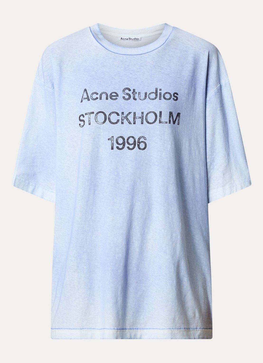 Acne Studios T-shirt met logoprint en verwassen afwerking - voorkant lichtblauw