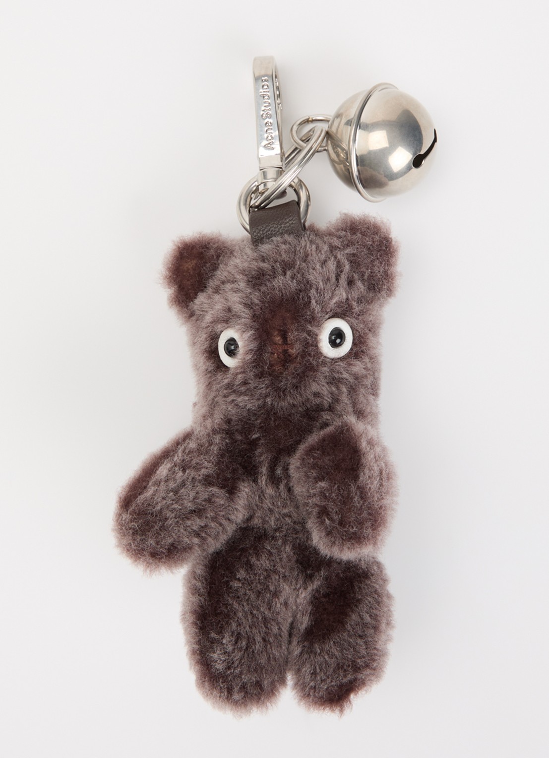 Acne Studios Teddy Bear sleutelhanger met details van leer - voorkant chocoladebruin