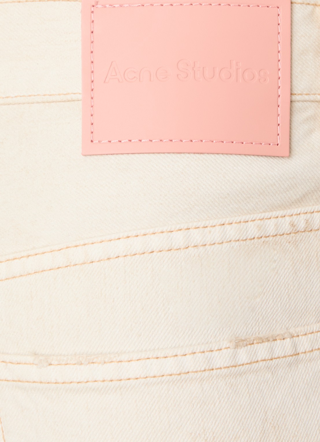 Acne Studios Trafalgar loose fit korte broek van denim met gekleurde wassing - detail 6 beige