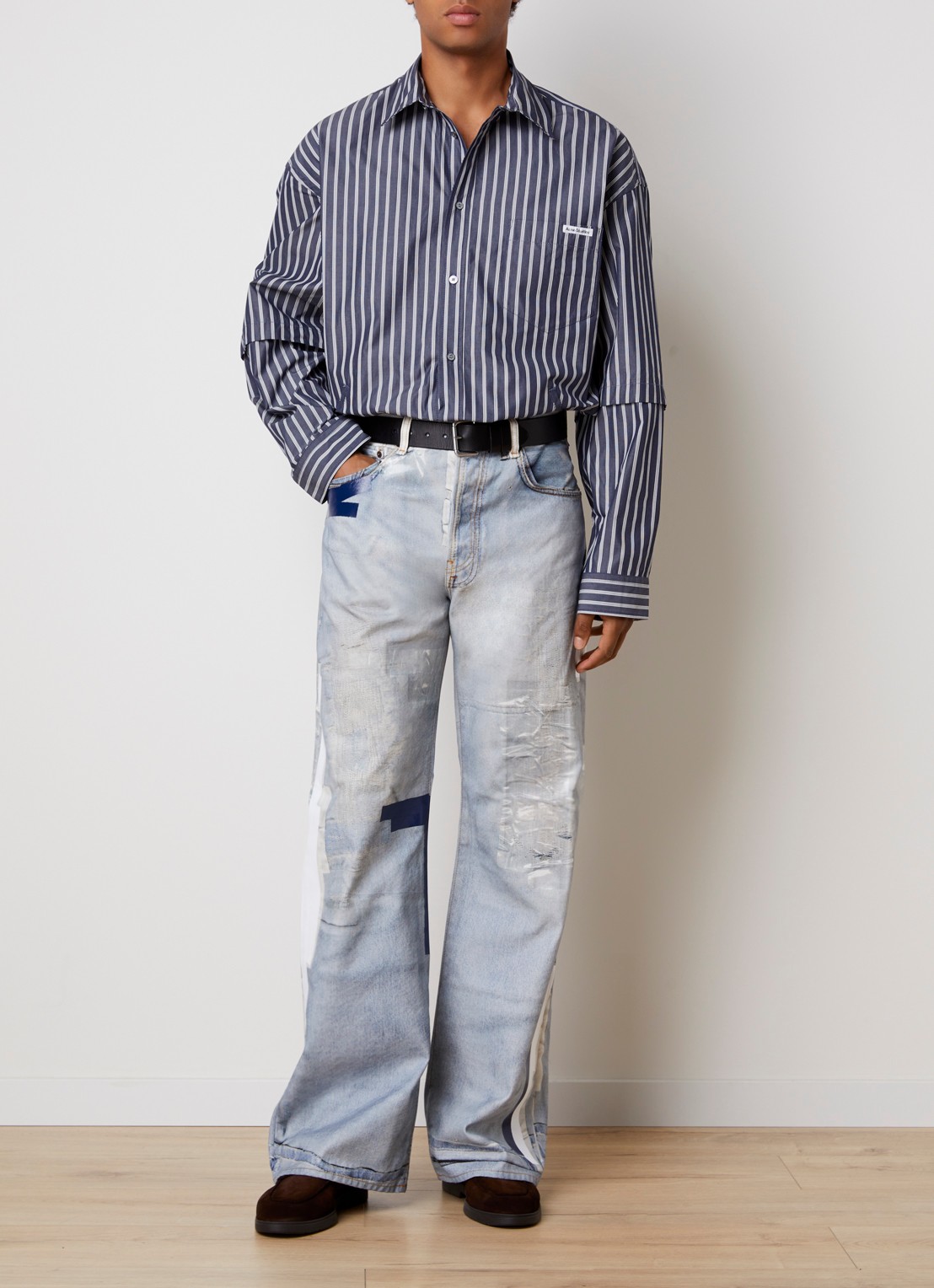 Acne Studios Wide leg jeans met lichte wassing - voorkant 2 indigo