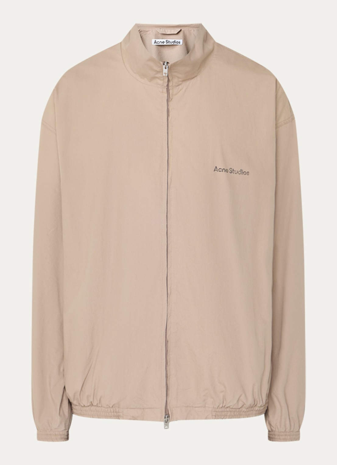 Acne Studios Windjack met logo- en backprint - voorkant donkerbeige