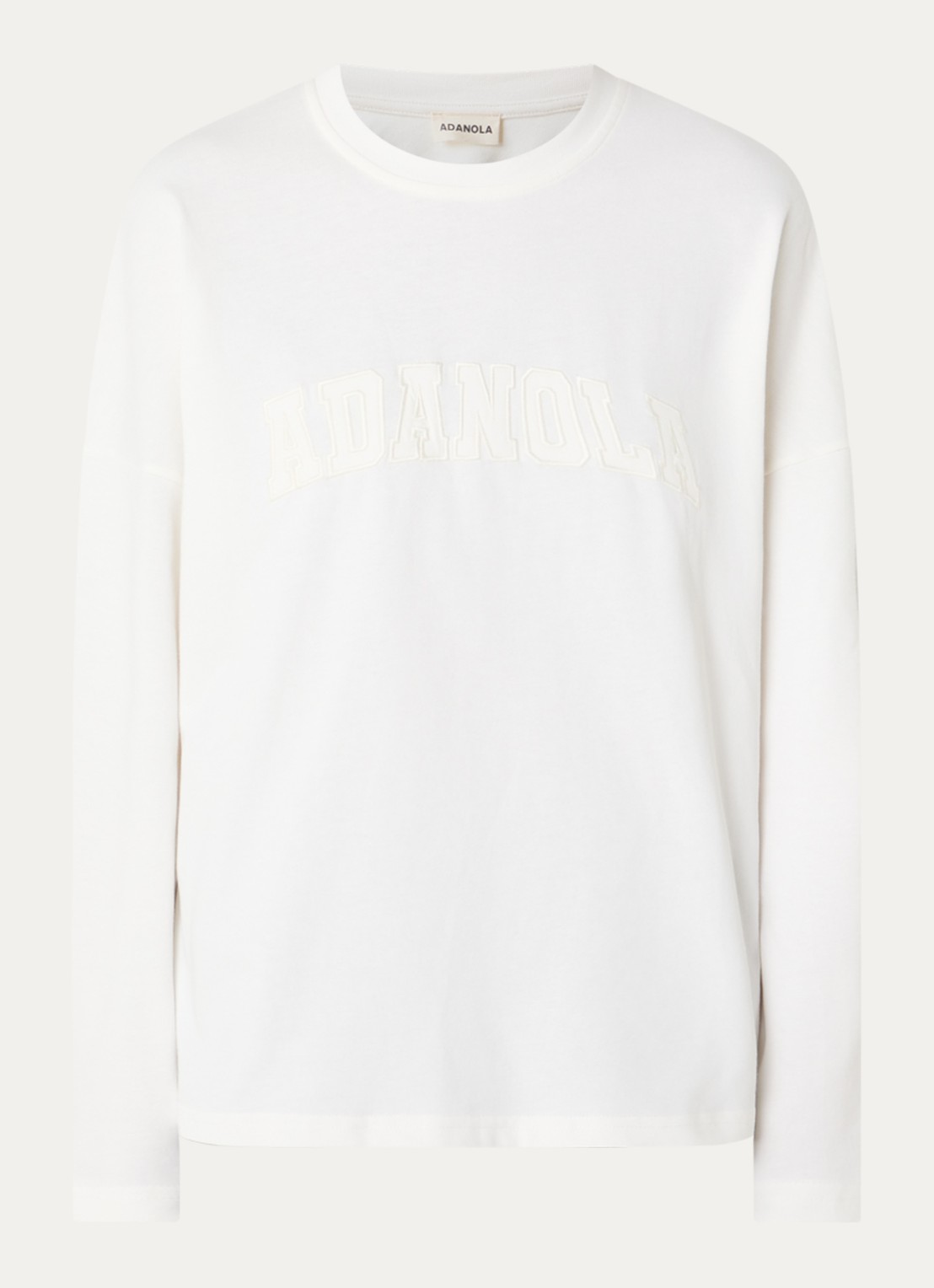 Adanola Longsleeve met logoborduring - voorkant 2 gebroken wit