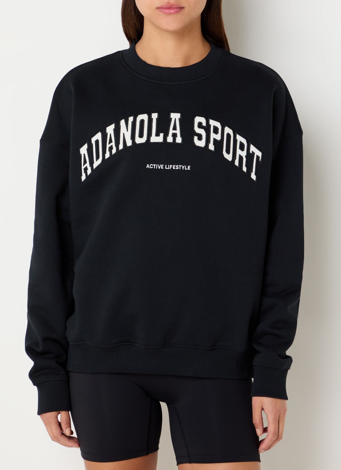 Adanola Oversized sweater met logoborduring - detail 3 zwart