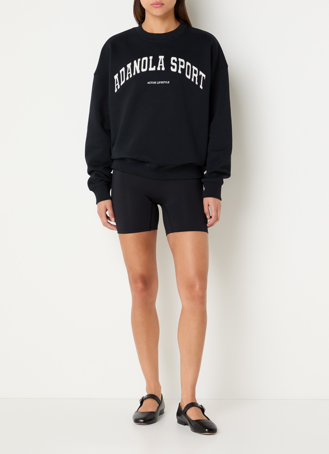 Adanola Oversized sweater met logoborduring - voorkant 2 zwart