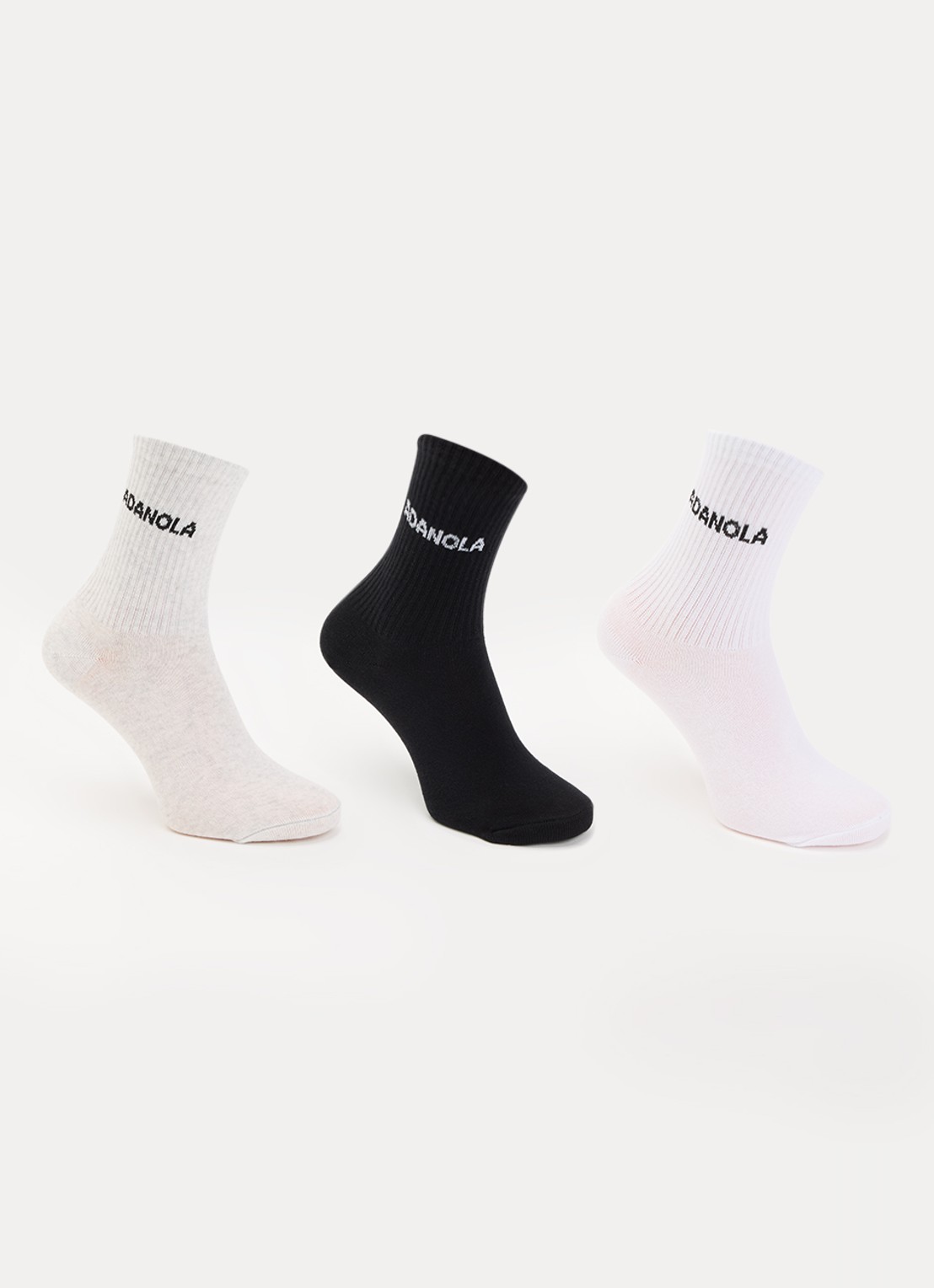 Adanola Sokken met logoborduring in  3-pack  - voorkant 2 grijsmele