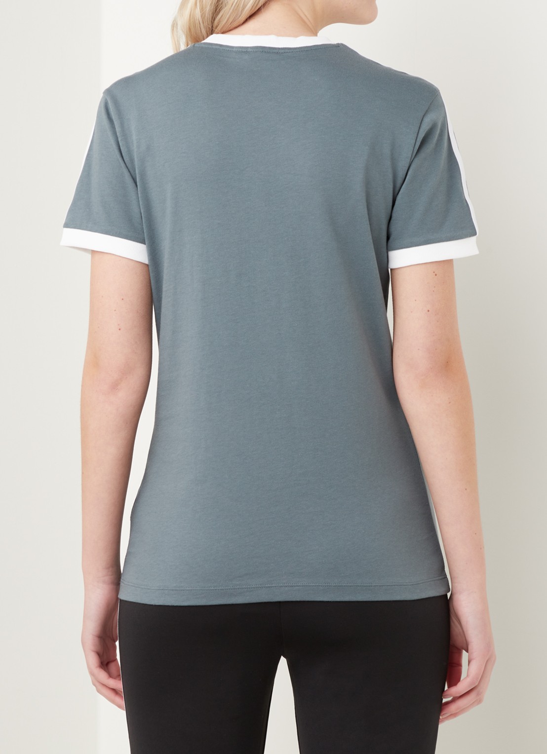 adidas 3 Stripes T-shirt met logoborduring - achterkant 4 staalblauw