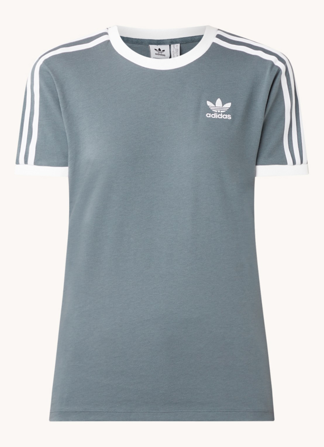 adidas 3 Stripes T-shirt met logoborduring - voorkant 2 staalblauw