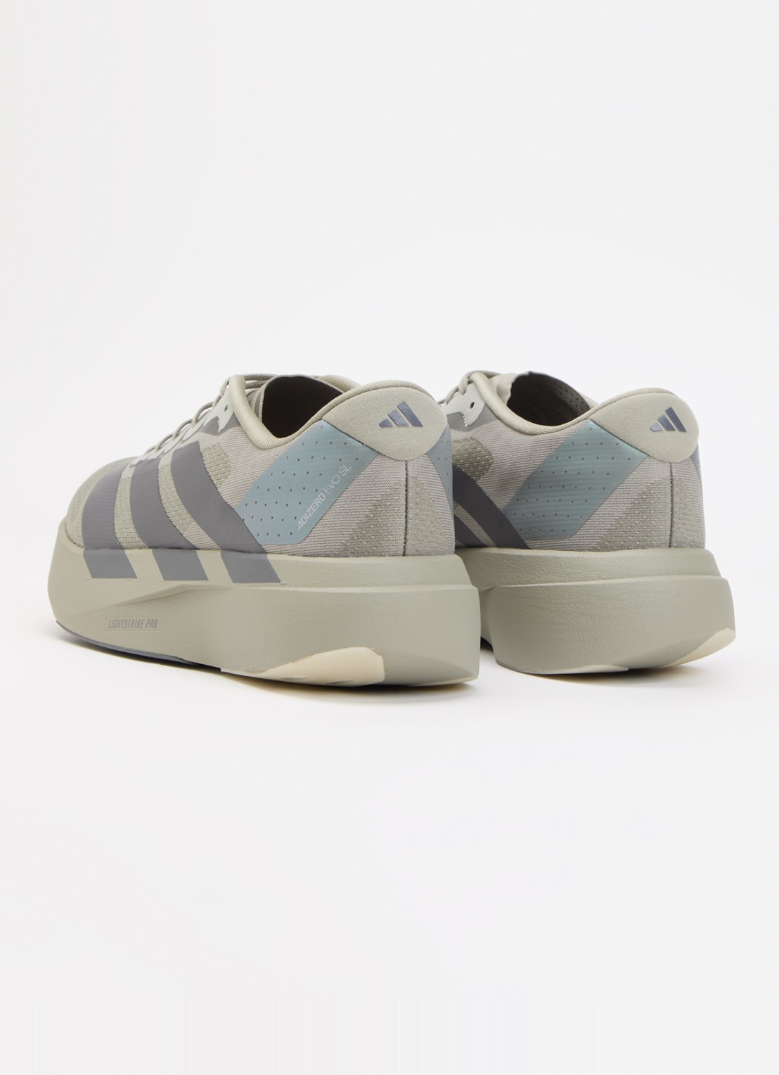 Adidas Adizero Evo SL hardloopschoen met logo  - achterkant 4 lichtgroen