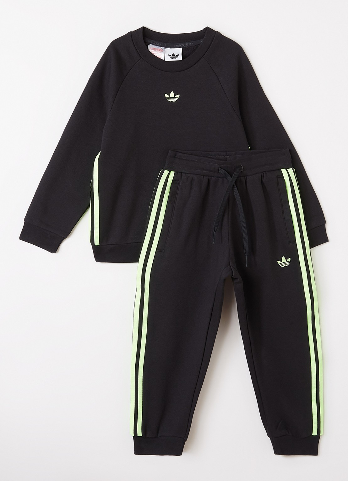 Adidas Crew set van sweater met joggingbroek 2-delig - voorkant zwart